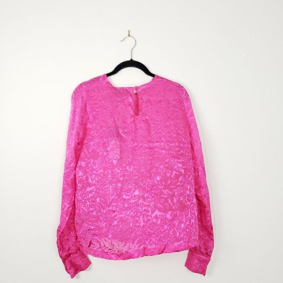 Preen Thornton Bregazzi Louise Silk Blouse Pink Burnout Sheer Wmns XS - Picture 3 of 7